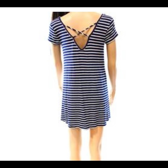 Lush Navy Blue Striped Dress - Picture 2 of 12